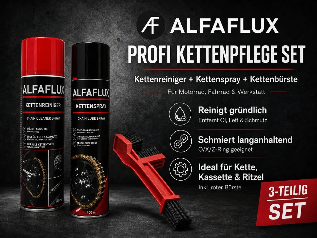 ALFALFUX Motorrad Kettenpflege SET – 3 teilig