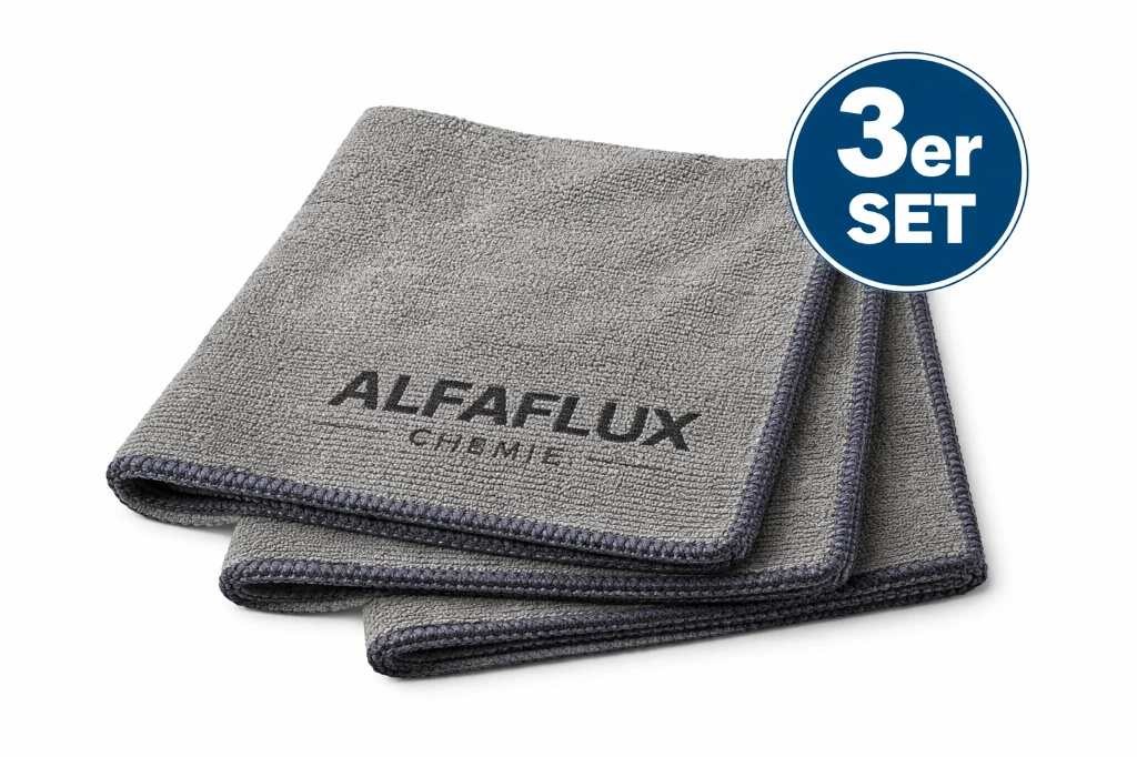 ALFAFLUX Mikrofasertücher 3er Set 40x40 cm 300 GSM Auto Werkstatt Anthrazit