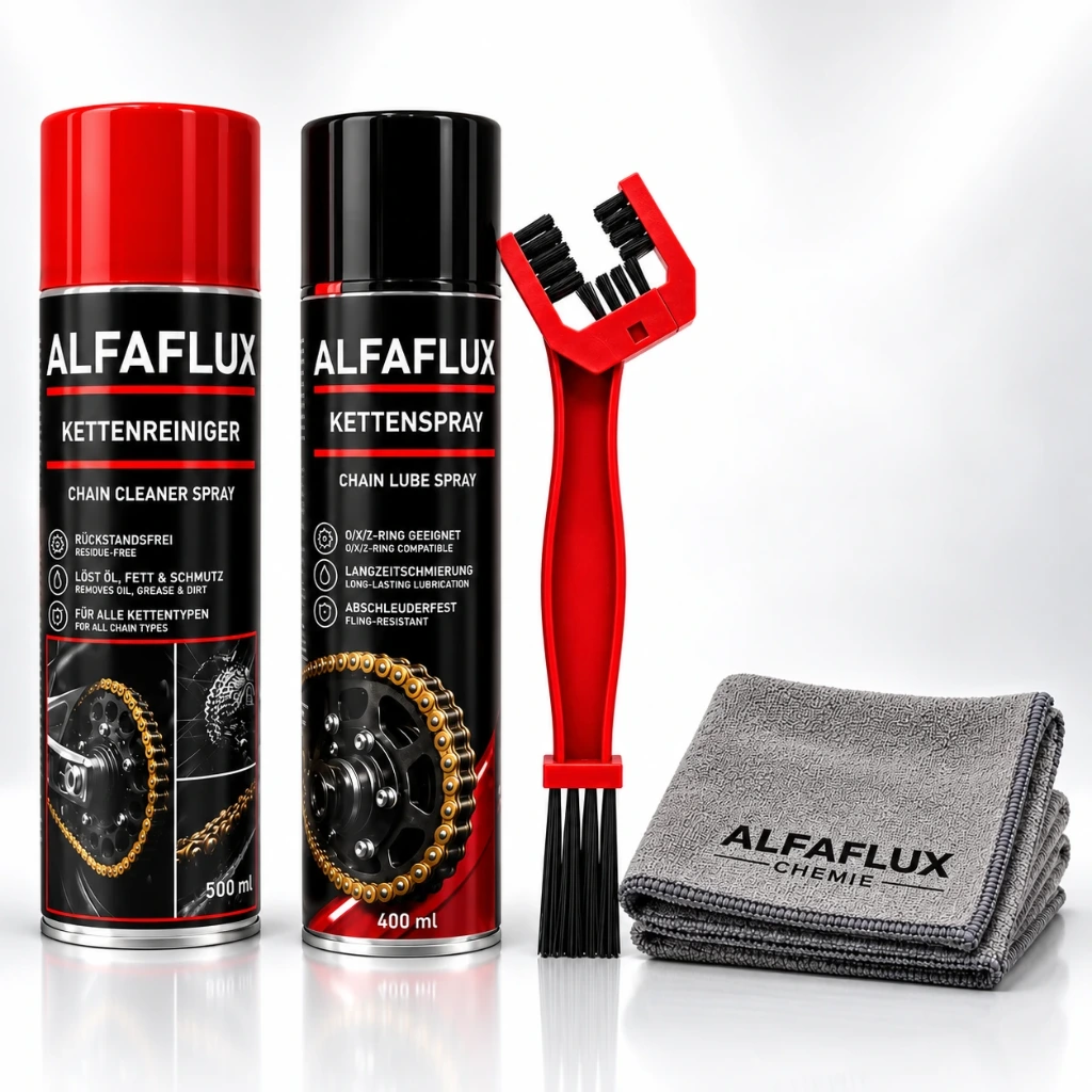 ALFAFLUX® Motorrad-Kettenpflege Set – 4-teilig