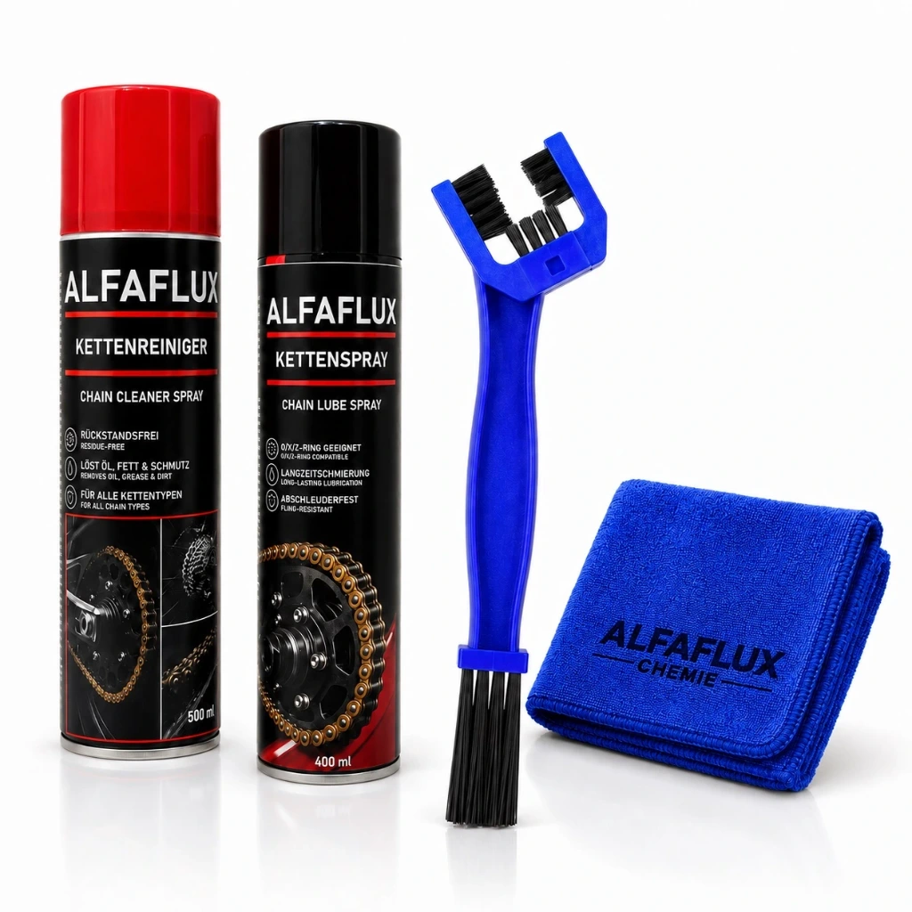ALFAFLUX® Motorrad-Kettenpflege Set – 4-teilig