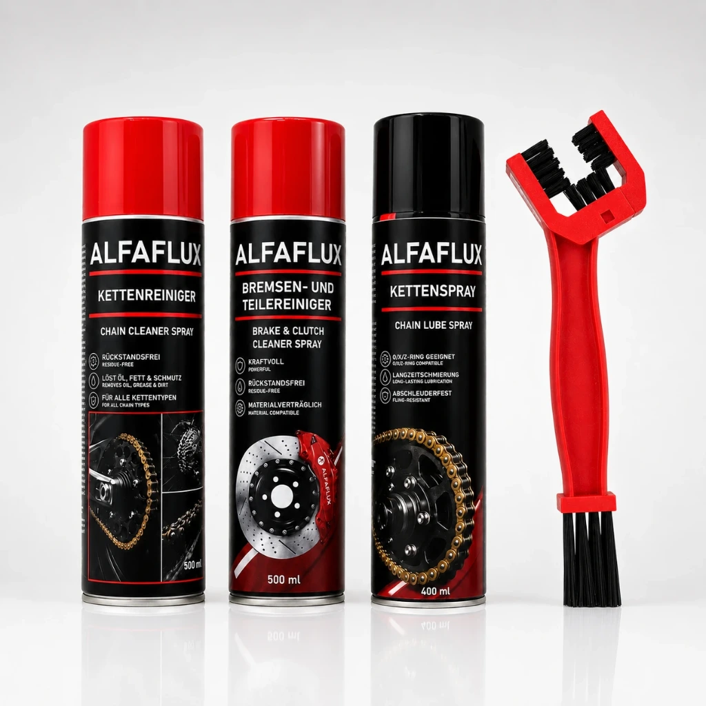 [ALF-KPS-BR-4-R] ALFAFLUX® Kettenpflege SET – 4 teilig